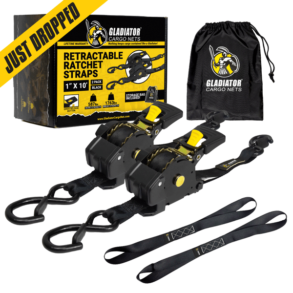 Heavy Duty Retractable Ratchet Straps — Gladiator Cargo Nets