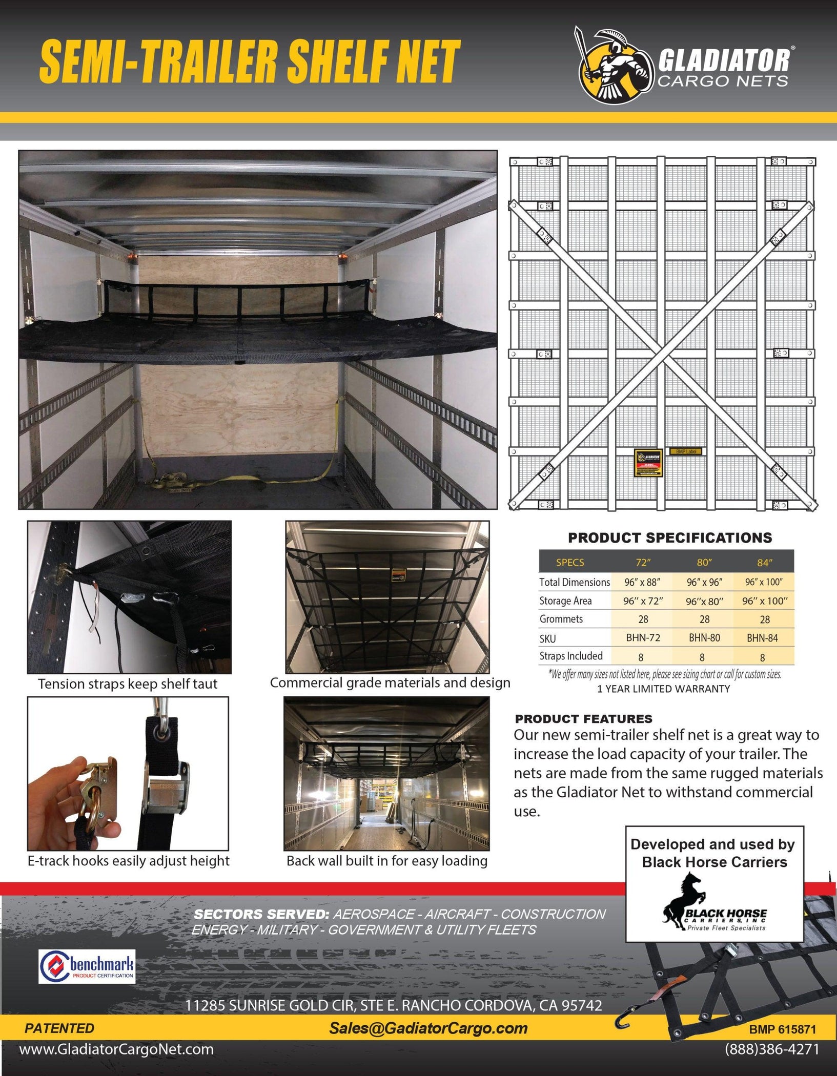 Semi Tractor Trailer Shelf Cargo Net — Gladiator Cargo Nets | Heavy ...