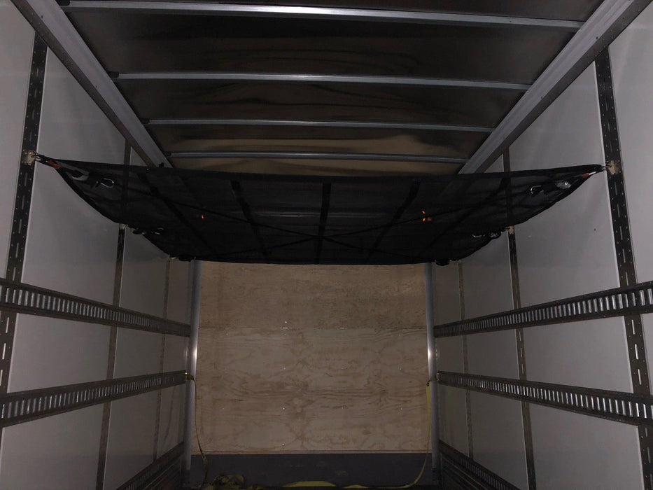 Box truck e-track cargo net. Safely secure loads in transportation vehicles. 